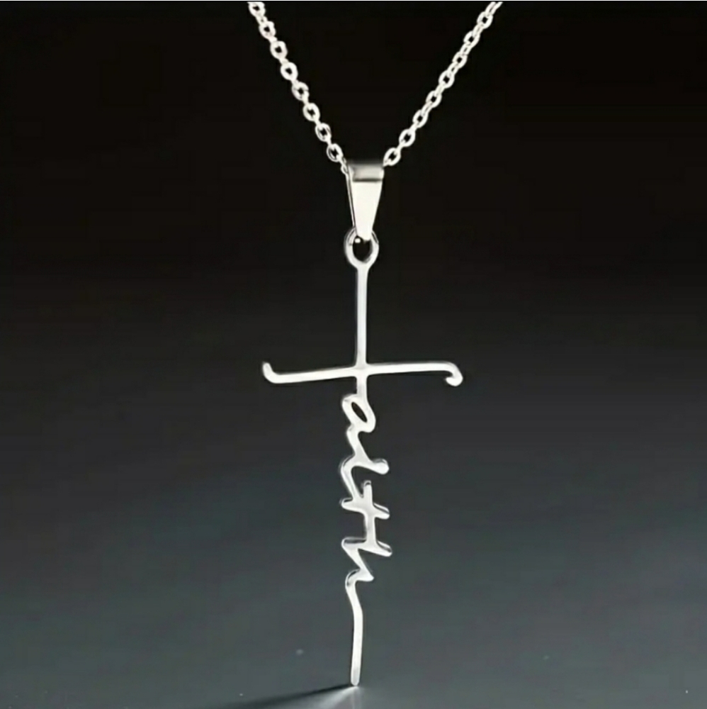 Faith Silvertone Pendant Necklace